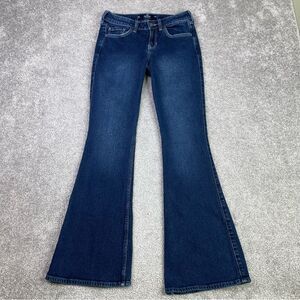 Hollister Jeans Women's 0 Blue Flare Low Rise Dark Denim Stretch Y2K